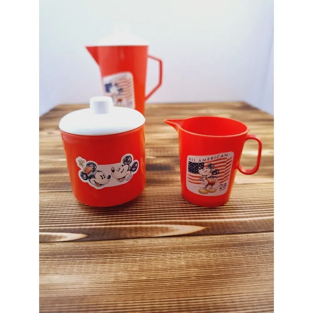 VINTAGE 11 PC TEA SET MICKEY‎ @ Minnie MOUSE All American Red White Blue Est. 28